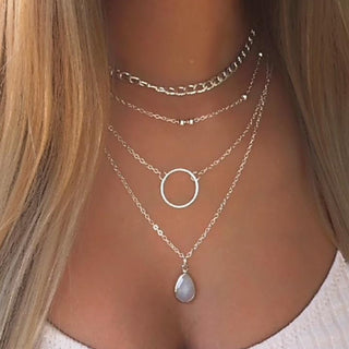 Layered Quartz Infinity Necklace Set - Gifts For Friendship - Cool Bff Necklaces For 2