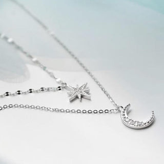 Simple silver layered moon and star charm necklace make the perfect gift for the celestial lover!