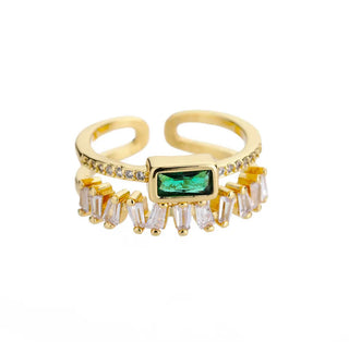 Eye Catching adjustable gold emerald statement ring.