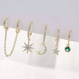 Mismatched Celestial Emerald Ear Collection - Gifts For Friendship - Unique Friendship Jewelry