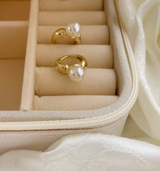 Simple pearl wedding earrings bridesmaid jewelry free travel jewelry case gift box