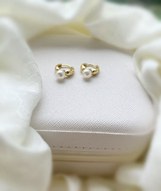 Simple pearl wedding earrings bridesmaid jewelry free travel jewelry case gift box