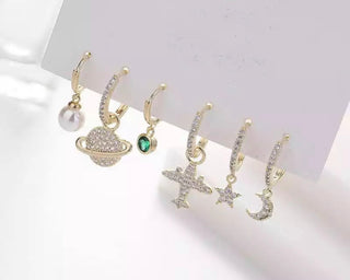 celestial earring set with 6 pieces 14K gold
