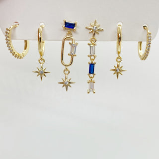 Sapphire Ear Collection 6 Piece Earring Set 